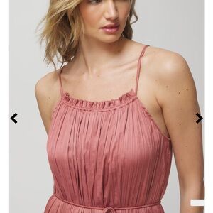 New Soma XS Clay Rose Very Unique CRINKLE SATIN Midi Bra Dress XS Retails $119